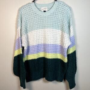 UNIVERSAL THREADS Multicolor Bold Stripe Womens Sweater Long Wide Sleeve Small